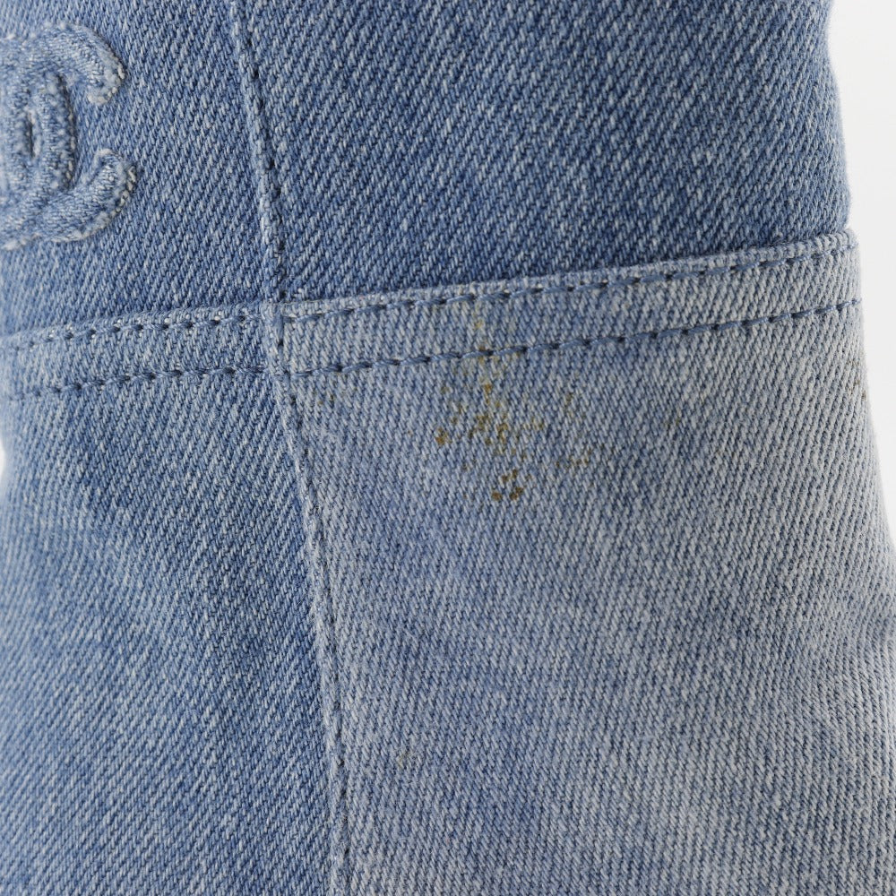 CHANEL boots G30181 denim blue short boots Women 35C Used Authentic