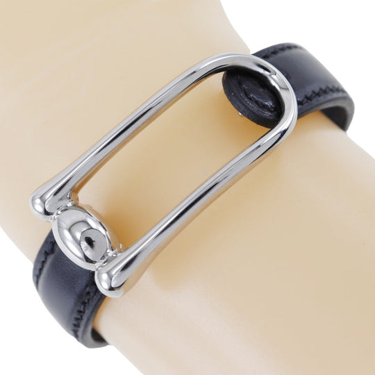 HERMES bracelet Metal, Leather black Women S Used Authentic