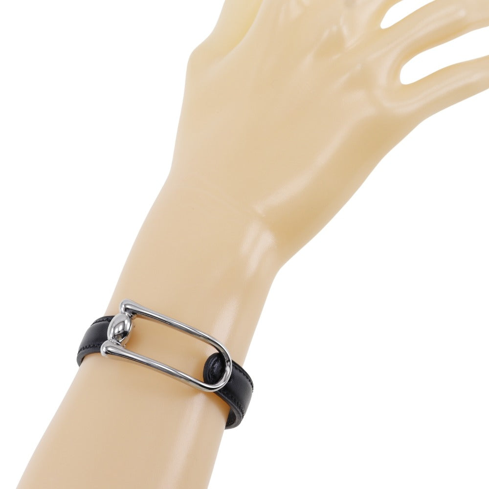 HERMES bracelet Metal, Leather black Women S Used Authentic