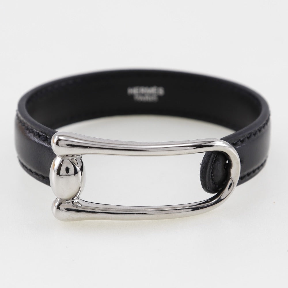 HERMES bracelet Metal, Leather black Women S Used Authentic