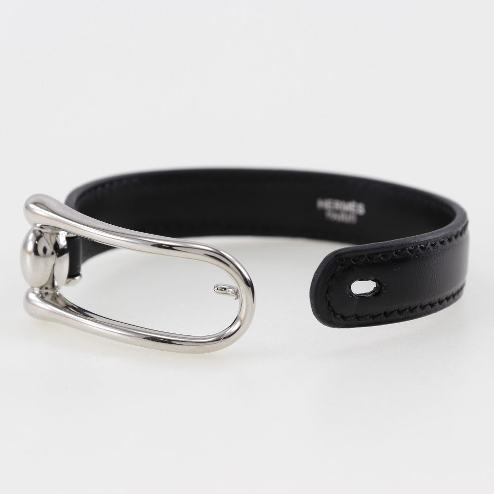 HERMES bracelet Metal, Leather black Women S Used Authentic
