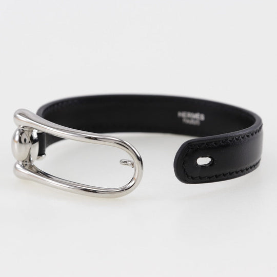 HERMES bracelet Metal, Leather black Women S Used Authentic