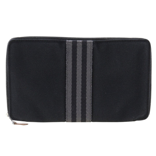 HERMES Long Wallet Purse cotton black Fool Toe Perth GM unisex(Unisex) Used Authentic