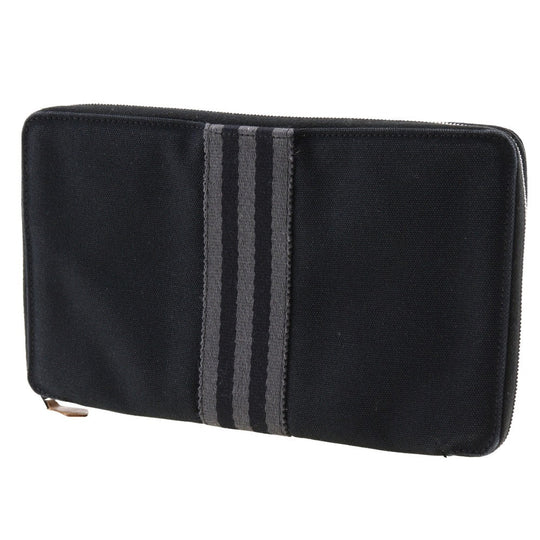 HERMES Long Wallet Purse cotton black Fool Toe Perth GM unisex(Unisex) Used Authentic