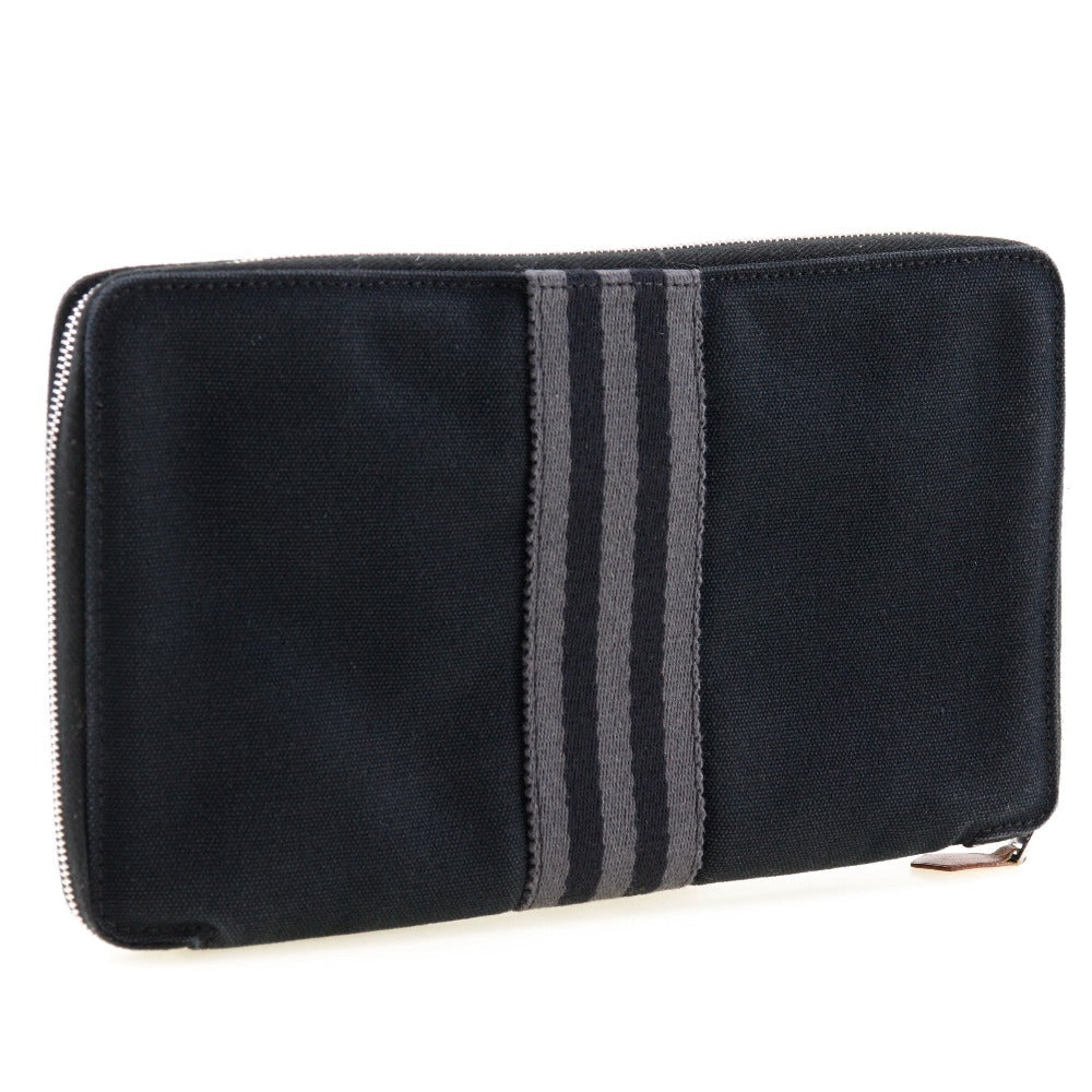 HERMES Long Wallet Purse cotton black Fool Toe Perth GM unisex(Unisex) Used Authentic