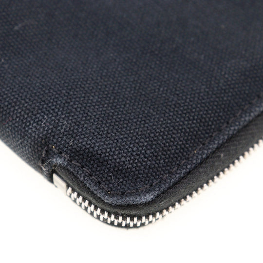 HERMES Long Wallet Purse cotton black Fool Toe Perth GM unisex(Unisex) Used Authentic
