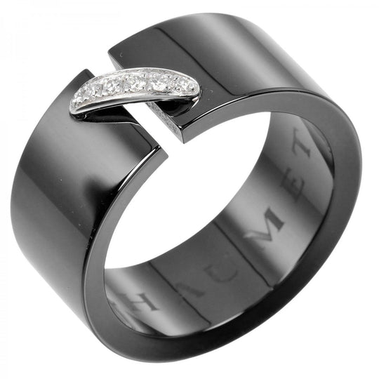 Chaumet Ring 18k white gold, ceramic, diamond Silver Lian Women Used Authentic