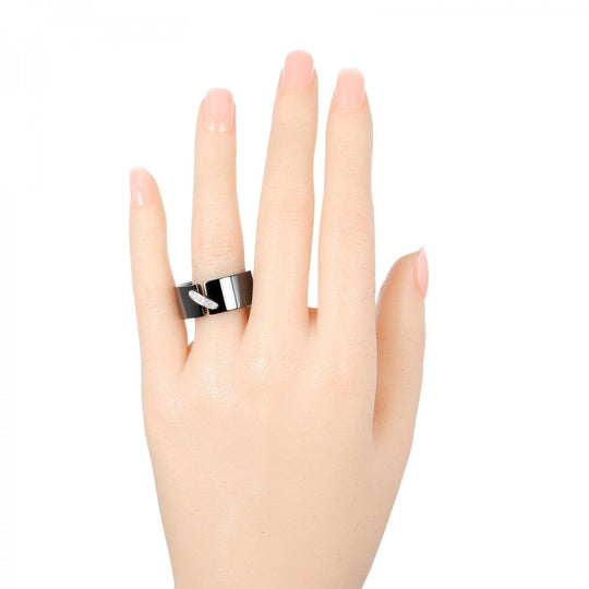 Chaumet Ring 18k white gold, ceramic, diamond Silver Lian Women Used Authentic