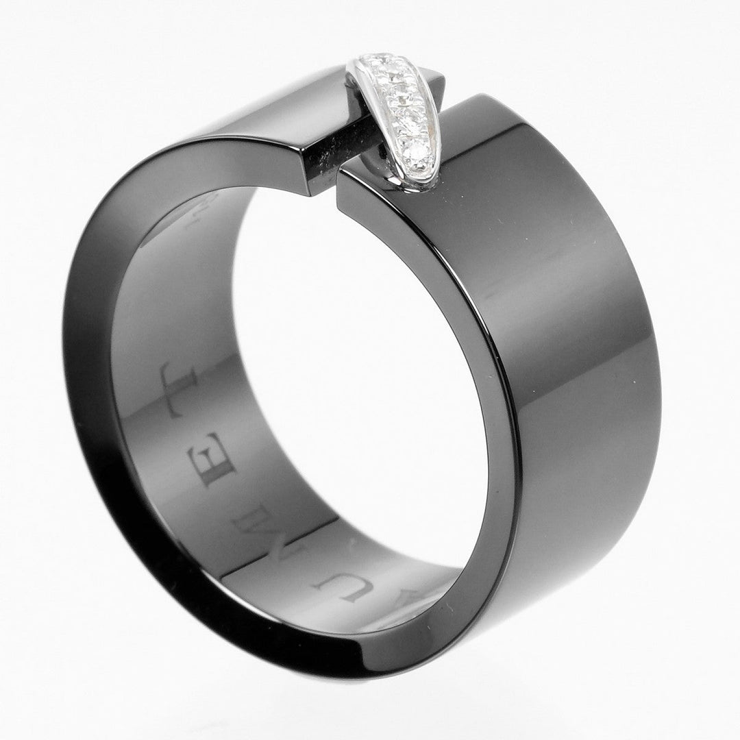 Chaumet Ring 18k white gold, ceramic, diamond Silver Lian Women Used Authentic