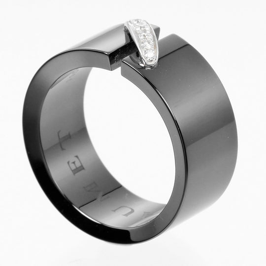 Chaumet Ring 18k white gold, ceramic, diamond Silver Lian Women Used Authentic