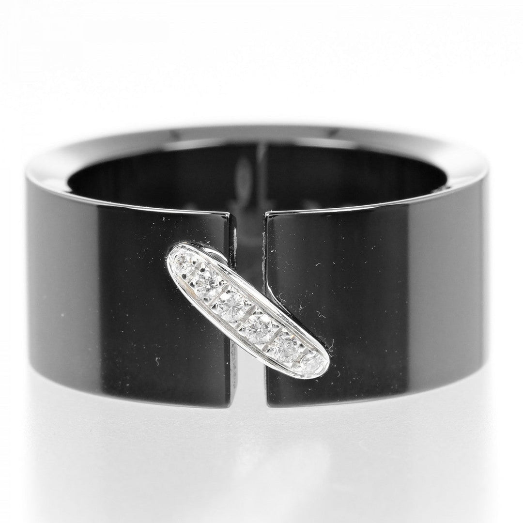 Chaumet Ring 18k white gold, ceramic, diamond Silver Lian Women Used Authentic