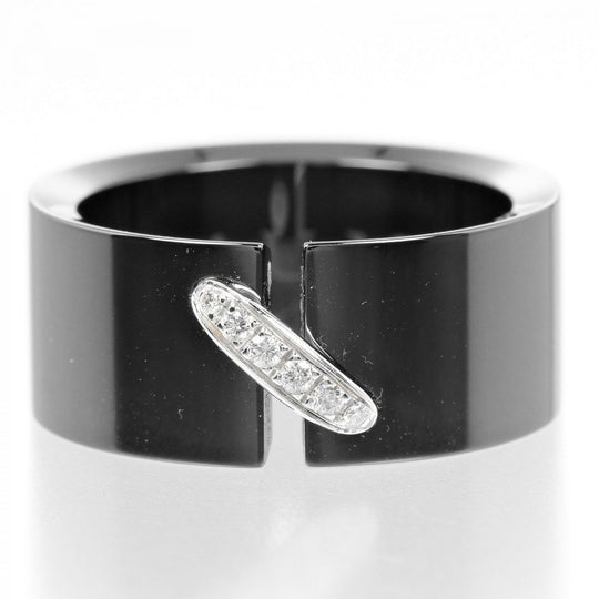 Chaumet Ring 18k white gold, ceramic, diamond Silver Lian Women Used Authentic