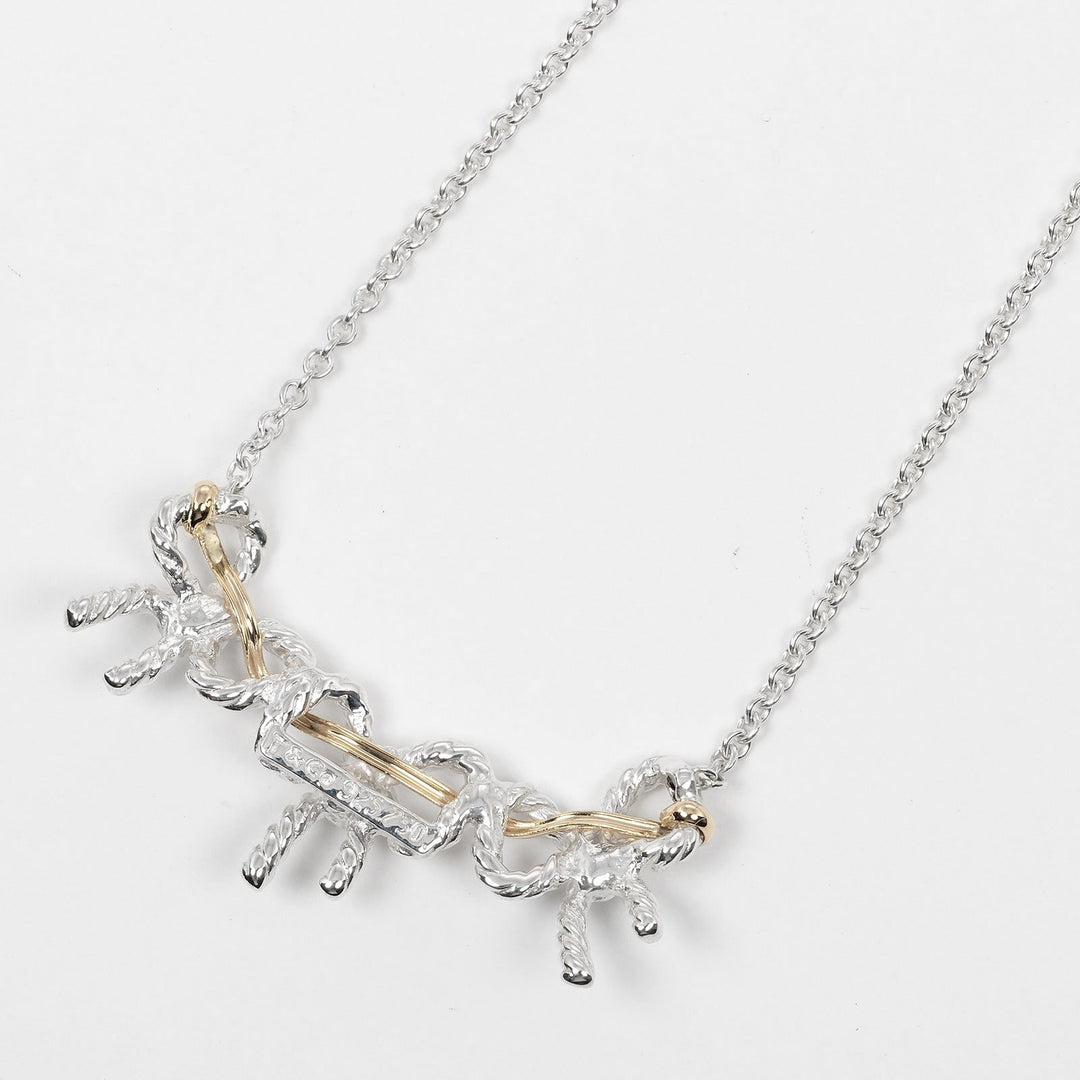 TIFFANY&Co. Necklace Silver925, K18 Gold Silver Triple ribbon Women Used Authentic
