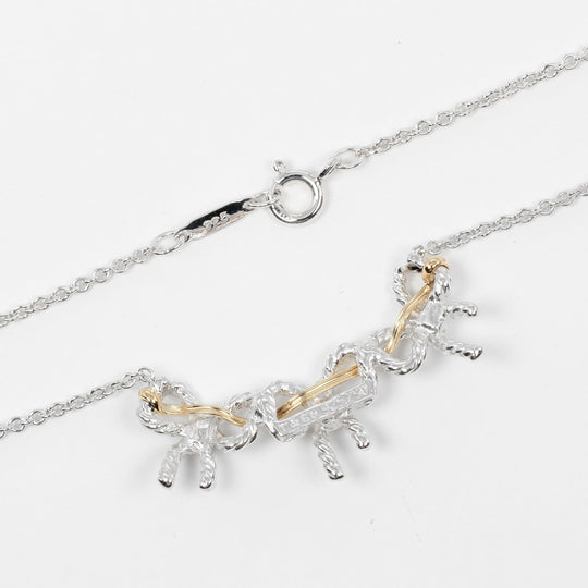 TIFFANY&Co. Necklace Silver925, K18 Gold Silver Triple ribbon Women Used Authentic