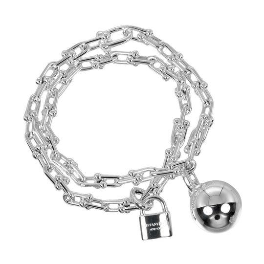 TIFFANY&Co. bracelet Silver925 Silver hardware small wrap Women Used Authentic