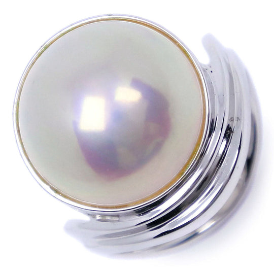 TASAKI Ring 14K White Gold, Pearl Silver Wave Mabe Pearl Women Used Authentic