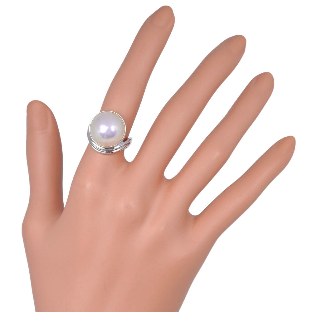 TASAKI Ring 14K White Gold, Pearl Silver Wave Mabe Pearl Women Used Authentic