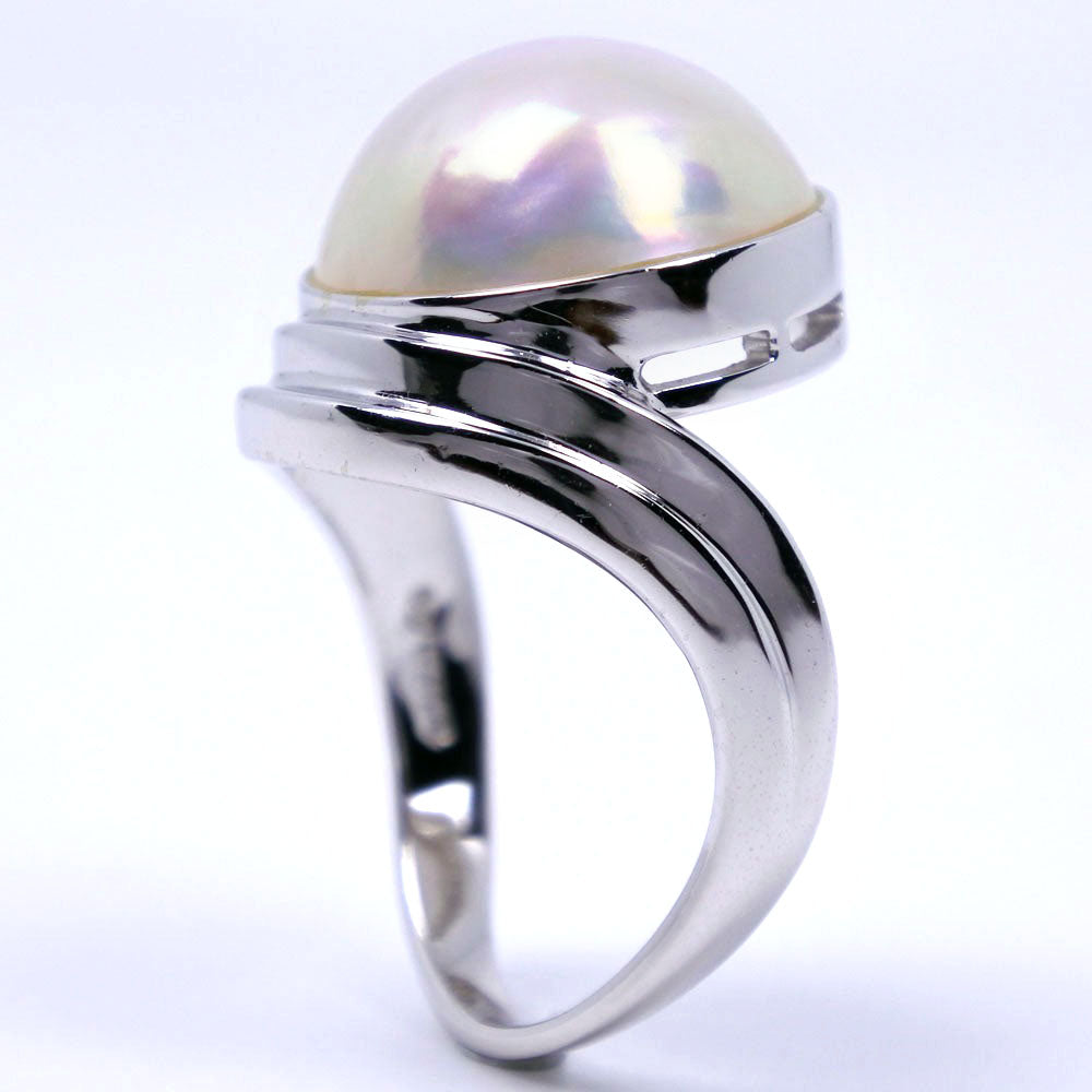 TASAKI Ring 14K White Gold, Pearl Silver Wave Mabe Pearl Women Used Authentic