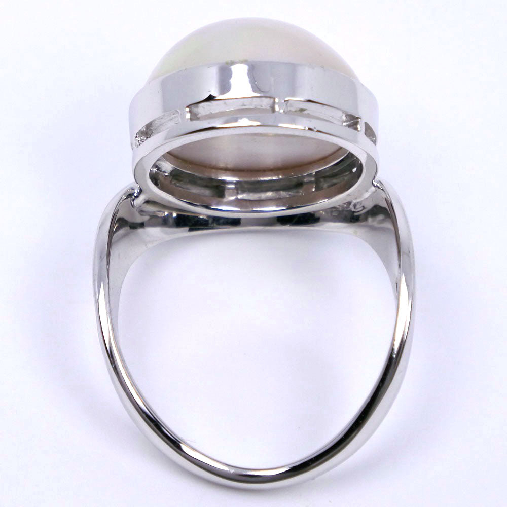 TASAKI Ring 14K White Gold, Pearl Silver Wave Mabe Pearl Women Used Authentic