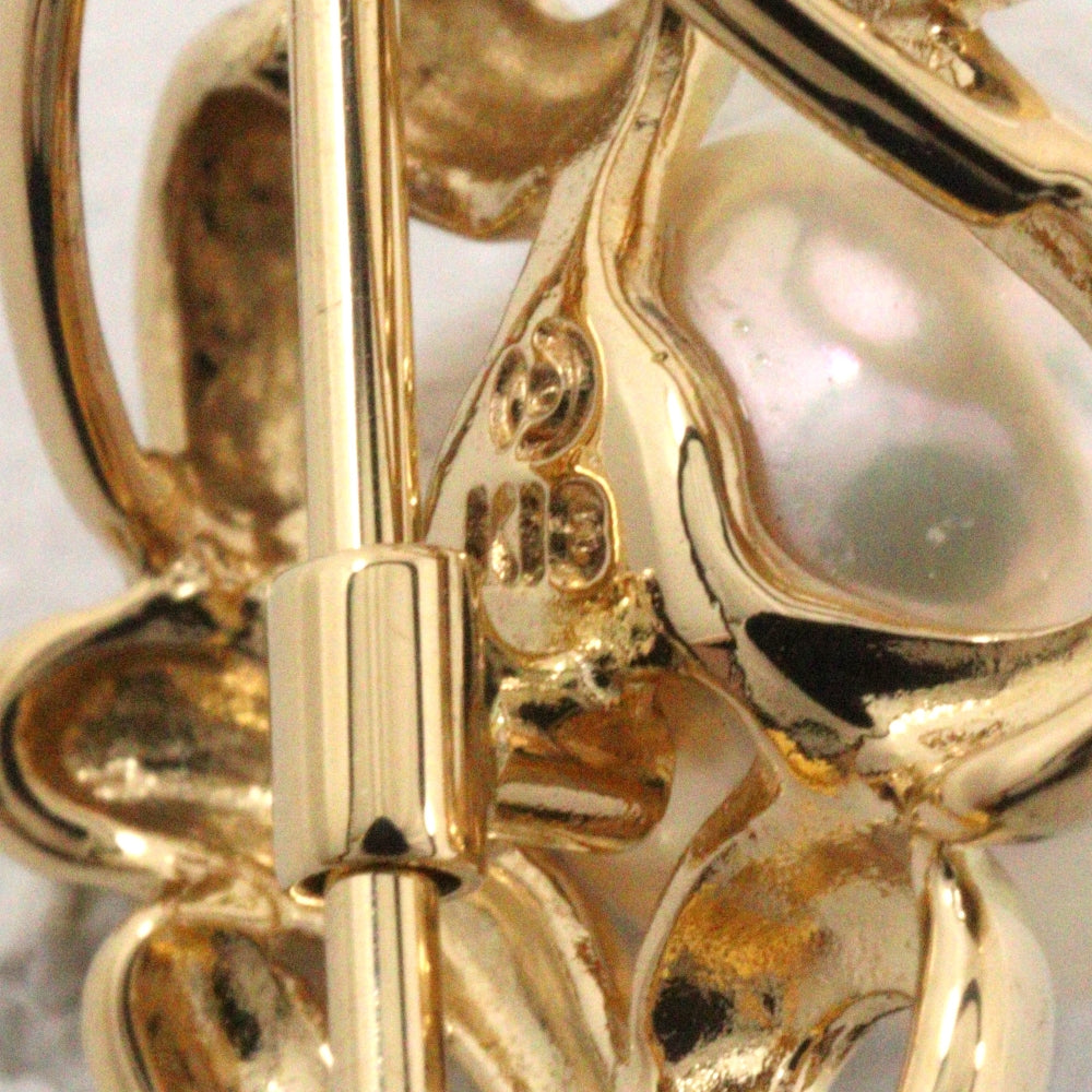 TASAKI Brooch K18 Yellow Gold, Pearl gold Necklace top Pearl Women Used Authentic
