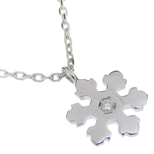 BVLGARI Necklace K18 White Gold, Diamond Silver Crystal of snow Snowflake Women Used Authentic