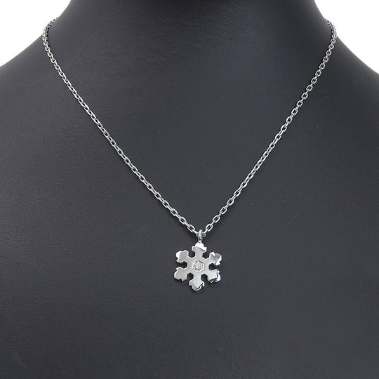 BVLGARI Necklace K18 White Gold, Diamond Silver Crystal of snow Snowflake Women Used Authentic