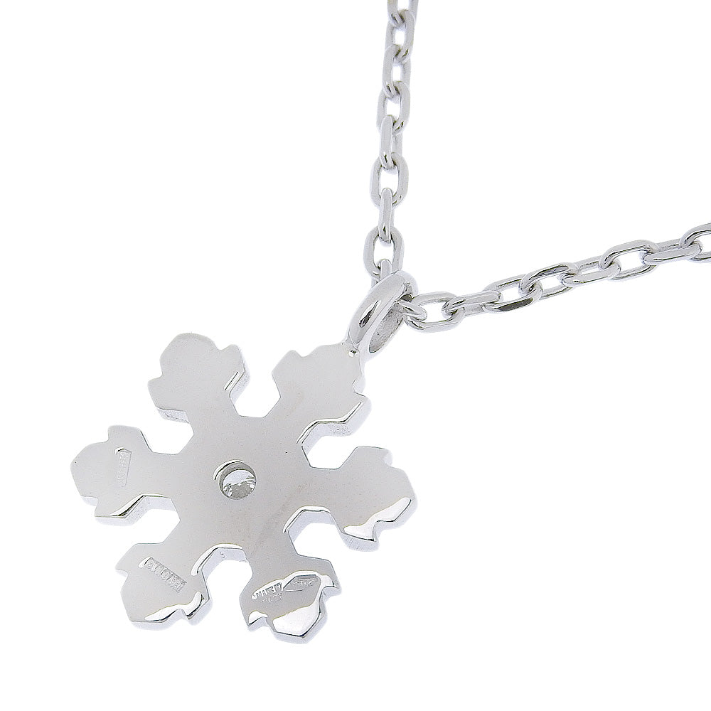 BVLGARI Necklace K18 White Gold, Diamond Silver Crystal of snow Snowflake Women Used Authentic