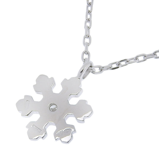 BVLGARI Necklace K18 White Gold, Diamond Silver Crystal of snow Snowflake Women Used Authentic