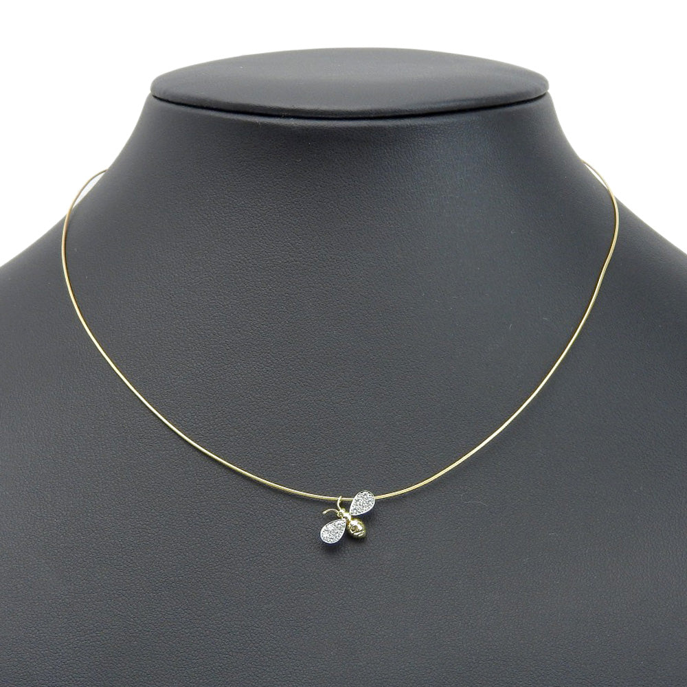 Gimel Necklace K18 Yellow Gold, Pt950Platinum, Diamond gold Bee motif Women Used Authentic