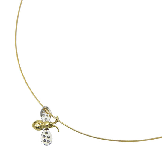 Gimel Necklace K18 Yellow Gold, Pt950Platinum, Diamond gold Bee motif Women Used Authentic