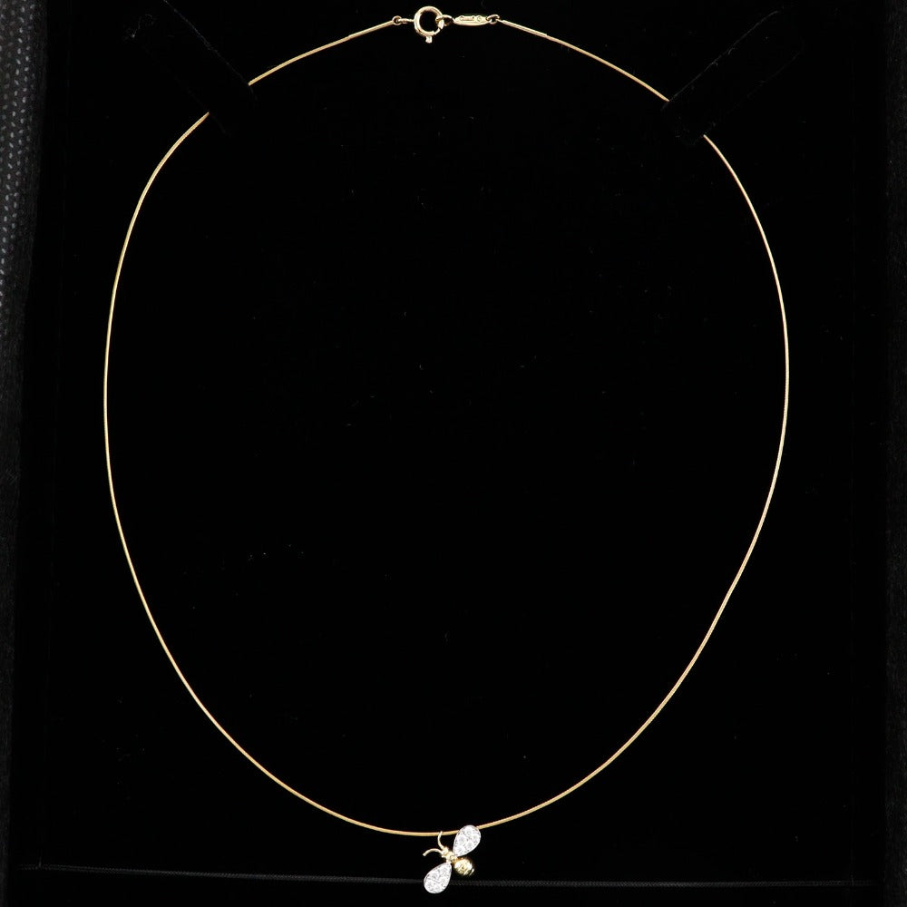 Gimel Necklace K18 Yellow Gold, Pt950Platinum, Diamond gold Bee motif Women Used Authentic