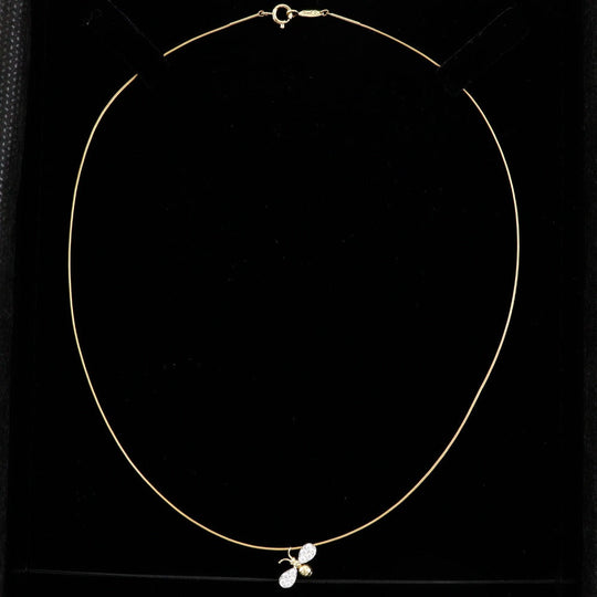 Gimel Necklace K18 Yellow Gold, Pt950Platinum, Diamond gold Bee motif Women Used Authentic