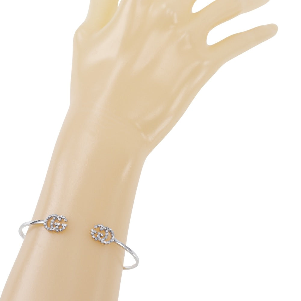 GUCCI Bangle K18 White Gold, Diamond Silver GG running Women 17 Used Authentic