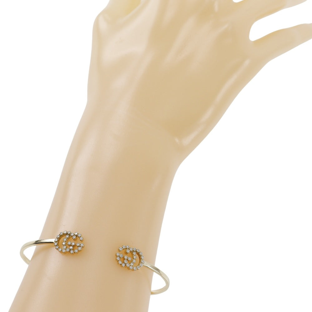 GUCCI Bangle K18 Yellow Gold, Diamond gold GG running Women 17 Used Authentic