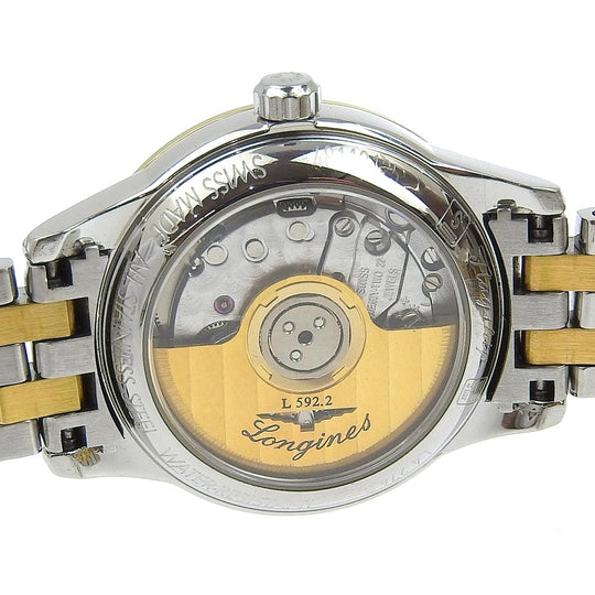 LONGINES Watches Mechanical Automatic L4.274.3 Stainless Steel gold cal.592.2 Combi Back Schedule White dial Women Used Authentic