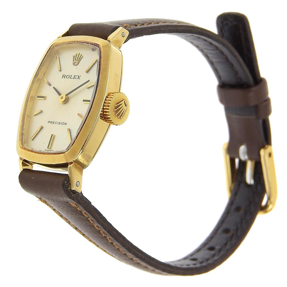 ROLEX Watches Hand Winding 2648 K18 Yellow Gold, Leather gold cal.1400 Precision gold dial Women Used Authentic