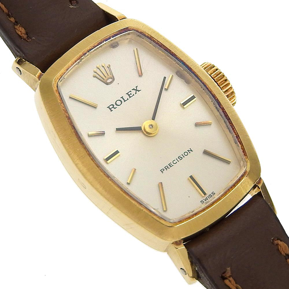 ROLEX Watches Hand Winding 2648 K18 Yellow Gold, Leather gold cal.1400 Precision gold dial Women Used Authentic