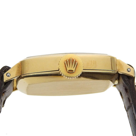 ROLEX Watches Hand Winding 2648 K18 Yellow Gold, Leather gold cal.1400 Precision gold dial Women Used Authentic