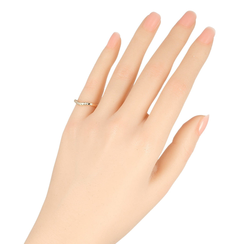 TIFFANY&Co. Ring K18 pink gold, 9P diamonds gold Curved band Women Used Authentic