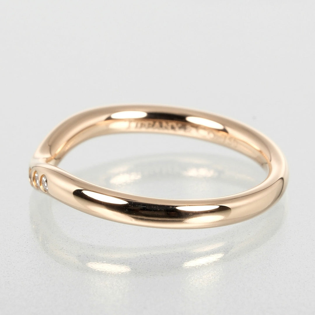 TIFFANY&Co. Ring K18 pink gold, 9P diamonds gold Curved band Women Used Authentic