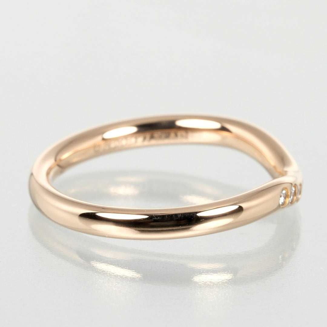 TIFFANY&Co. Ring K18 pink gold, 9P diamonds gold Curved band Women Used Authentic