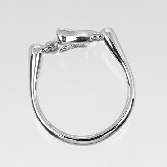 TIFFANY&Co. Ring Pt950Platinum, Diamond Silver Open heart Women Used Authentic