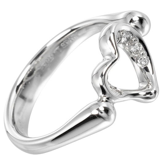TIFFANY&Co. Ring Pt950Platinum, Diamond Silver Open heart Women Used Authentic