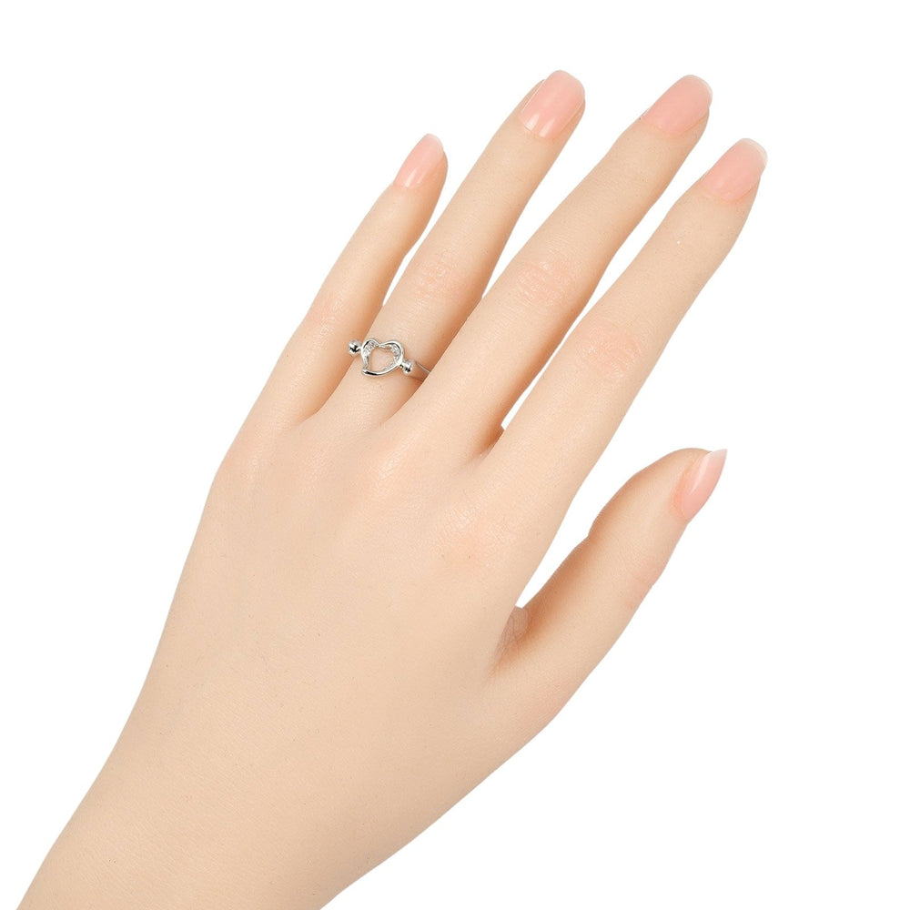 TIFFANY&Co. Ring Pt950Platinum, Diamond Silver Open heart Women Used Authentic