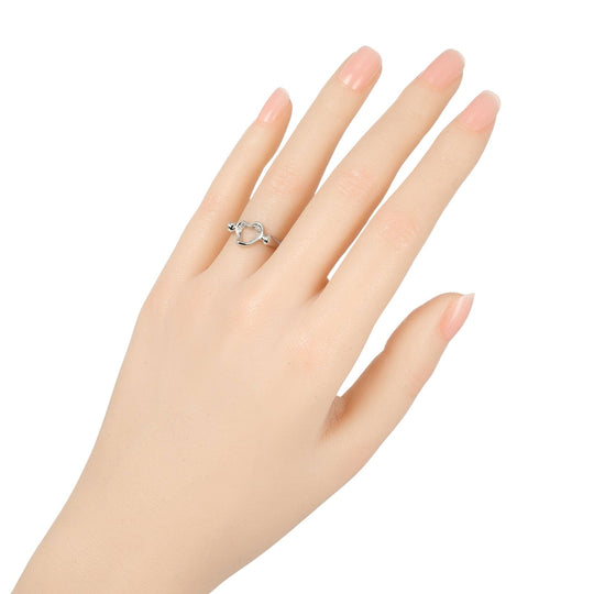 TIFFANY&Co. Ring Pt950Platinum, Diamond Silver Open heart Women Used Authentic