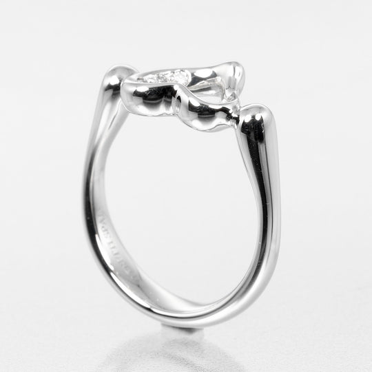 TIFFANY&Co. Ring Pt950Platinum, Diamond Silver Open heart Women Used Authentic