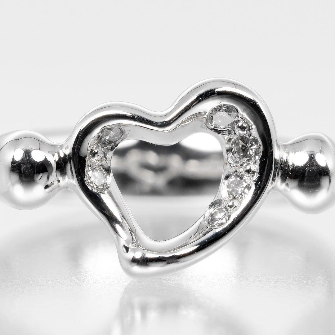 TIFFANY&Co. Ring Pt950Platinum, Diamond Silver Open heart Women Used Authentic
