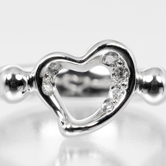 TIFFANY&Co. Ring Pt950Platinum, Diamond Silver Open heart Women Used Authentic