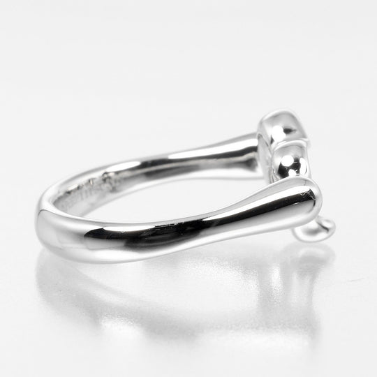 TIFFANY&Co. Ring Pt950Platinum, Diamond Silver Open heart Women Used Authentic