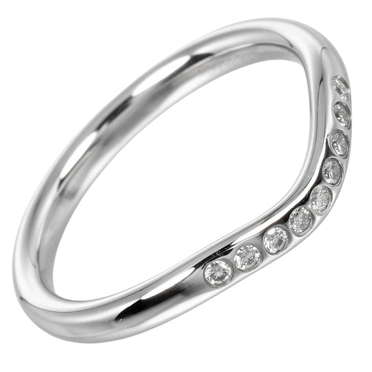 TIFFANY&Co. Ring Pt950Platinum, 9P Diamond Silver Curved band Women Used Authentic
